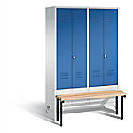 C+P Garderobenschrank S10064 Classic Stahl 4 Abteile Grau - Blau mit Drehriegel H1850xB1190xT500mm von C+P