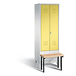 C+P Garderobenschrank S10070 Classic Stahl 2 Abteile Grau - Gelb mit Drehriegel H1850xB610xT500mm von C+P