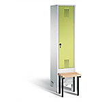 C+P Garderobenschrank S10090 Evolo Stahl 1 Abteil Grau - Grün mit Sicherheits-Drehriegel H1850xB420xT815mm von C+P