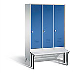 C+P Garderobenschrank S10102 Classic Stahl 3 Abteile Grau - Blau mit Drehriegel H1850xB1200xT500mm von C+P