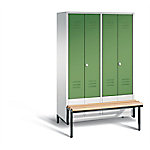 C+P Garderobenschrank S10138 Classic Stahl 4 Ebenen Grau - Grün mit Drehriegel H1850xB1190xT500mm von C+P