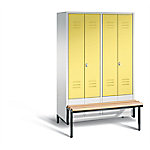 C+P Garderobenschrank S10140 Classic Stahl 4 Abteile Grau - Gelb mit Drehriegel H1850xB1190xT500mm von C+P