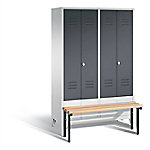 C+P Garderobenschrank S10144 Classic Stahl 4 Abteile Grau - Schwarz mit Drehriegel H1850xB1190xT500mm von C+P