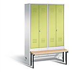 C+P Garderobenschrank S10151 Classic Stahl 4 Ebenen Grau - Grün mit Drehriegel H1850xB1190xT500mm von C+P