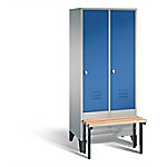 C+P Garderobenschrank S10163 Classic Stahl 2 Abteile Weiß - Blau mit Drehriegel H1850xB810xT500mm von C+P