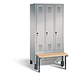 C+P Garderobenschrank S10192 Evolo Stahl 3 Abteile Weiß mit Sicherheits-Drehriegel H1850xB900xT815mm von C+P