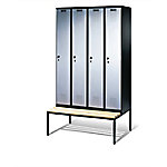 C+P Garderobenschrank S10209 Evolo Stahl 4 Abteile Schwarz - Weiß mit Sicherheits-Drehriegel H2090xB1190xT815mm von C+P