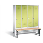 C+P Garderobenschrank S10242 Classic Stahl 4 Ebenen Grau - Grün mit Drehriegel H1850xB1590xT500mm von C+P