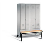 C+P Garderobenschrank S10264 Classic Stahl 4 Abteile Weiß mit Drehriegel H1850xB1190xT500mm von C+P