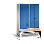 C+P Garderobenschrank S10265 Classic Stahl 4 Abteile Weiß - Blau mit Drehriegel H1850xB1190xT500mm von C+P