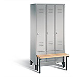 C+P Garderobenschrank S10271 Classic Stahl 3 Abteile Weiß mit Drehriegel H1850xB900xT500mm von C+P