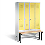 C+P Garderobenschrank S10344 Classic Stahl 4 Abteile Grau - Gelb mit Drehriegel H1850xB1190xT500mm von C+P