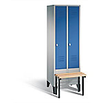 C+P Garderobenschrank S10351 Classic Stahl 2 Abteile Weiß - Blau mit Drehriegel H1850xB610xT500mm von C+P