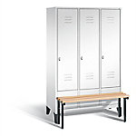 C+P Garderobenschrank S10450 Classic Stahl 3 Abteile Weiß mit Drehriegel H1850xB1200xT500mm von C+P