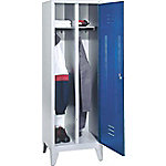 C+P Garderobenschrank mit Füßen 2 Abteile 1 Tür für 1 Person 30 cm Lichtgrau, Enzianblau 610 x 500 x 1.850 mm von C+P