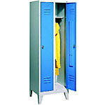 C+P Garderobenschrank mit Füßen 2 Abteile 30 cm Lichtgrau, Enzianblau 610 x 500 x 1.850 mm von C+P