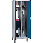 C+P Garderobenschrank mit Füßen 2 Abteile für 1 Person 40 cm Lichtgrau, Lichtblau 810 x 500 x 1.850 mm von C+P