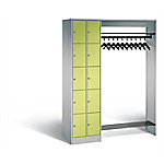 C+P Offene Garderobe Serie 8070, H1950xB1410xT480mm Korpus Weißaluminium Fronten Viridingrün von C+P