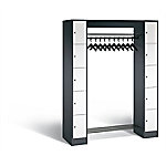 C+P Offene Garderobe Serie 8070, H1950xB1430xT480mm Korpus Schwarzgrau Fronten Verkehrsweiß von C+P