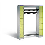 C+P Offene Garderobe Serie 8070, H1950xB1430xT480mm Korpus Weißaluminium Fronten Viridingrün von C+P