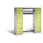 C+P Offene Garderobe Serie 8070, H1950xB1870xT480mm Korpus Weißaluminium Fronten Viridingrün von C+P