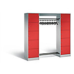 C+P Offene Garderobe Serie 8070, H1950xB1870xT480mm Korpus Weißaluminium Fronten feuerrot von C+P