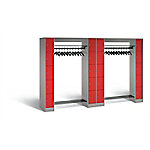 C+P Offene Garderobe Serie 8070, H1950xB2840xT480mm Korpus Weißaluminium Fronten feuerrot von C+P