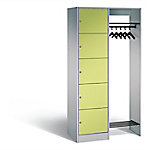 C+P Offene Garderobe Serie 8070, H1950xB960xT480mm Korpus Weißaluminium Fronten Viridingrün von C+P