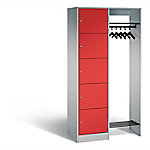 C+P Offene Garderobe Serie 8070, H1950xB960xT480mm Korpus Weißaluminium Fronten feuerrot von C+P