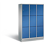 C+P Schließfachschrank Classic H1800xB1200xT500 Korpus: Weißaluminium Türen: Enzianblau 3 Abteile 9 Fächer von C+P