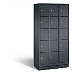 C+P Schließfachschrank Classic H1800xB900xT500 Korpus: Schwarzgrau Türen: Schwarzgrau 3 Abteile 15 Fächer von C+P