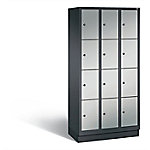 C+P Schließfachschrank Classic H1800xB900xT500 Korpus: Schwarzgrau Türen: Weißaluminium 3 Abteile 12 Fächer von C+P