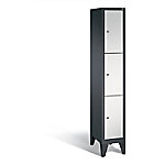 C+P Schließfachschrank Classic H1850xB320xT500mm Korpus: Schwarzgrau Türen: Lichtgrau Abteil: 1 Abteilbreite: 300mm Fächer: 3 mit Füßen von C+P