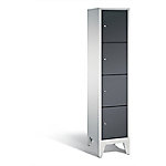 C+P Schließfachschrank Classic H1850xB420xT500mm Korpus: Lichtgrau Türen: Schwarzgrau Abteil: 1 Abteilbreite: 400mm Fächer: 4 mit Füßen von C+P