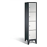 C+P Schließfachschrank Classic H1850xB420xT500mm Korpus: Schwarzgrau Türen: Lichtgrau Abteil: 1 Abteilbreite: 400mm Fächer: 4 mit Füßen von C+P