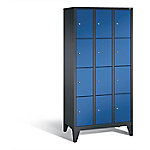 C+P Schließfachschrank Classic H1850xB900xT500mm Korpus: Schwarzgrau Türen: Enzianblau Abteile: 3 Abteilbreite: 300mm Fächer: 12 mit Füßen von C+P