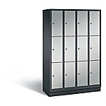 C+P Schließfachschrank Evolo H1800xB1190xT500 Korpus: Schwarzgrau Türen: Weißaluminium 4 Abteile 12 Fächer von C+P