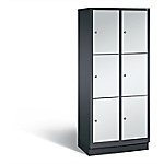 C+P Schließfachschrank Evolo H1800xB810xT500 Korpus: Schwarzgrau Türen: Weißaluminium 2 Abteile 6 Fächer von C+P