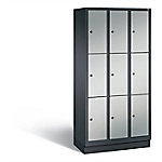 C+P Schließfachschrank Evolo H1800xB900xT500 Korpus: Schwarzgrau Türen: Weißaluminium 3 Abteile 9 Fächer von C+P