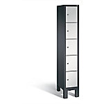 C+P Schließfachschrank Evolo H1850xB320xT500mm Korpus: Schwarzgrau Türen: Lichtgrau Abteil: 1 Abteilbreite: 300mm Fächer: 5 mit Füßen von C+P