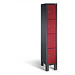 C+P Schließfachschrank Evolo H1850xB320xT500mm Korpus: Schwarzgrau Türen: Rubinrot Abteil: 1 Abteilbreite: 300mm Fächer: 4 mit Füßen von C+P