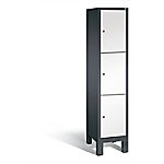 C+P Schließfachschrank Evolo H1850xB420xT500mm Korpus: Schwarzgrau Türen: Verkehrsweiß Abteil: 1 Abteilbreite: 400mm Fächer: 3 mit Füßen von C+P