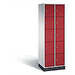 C+P Schließfachschrank Intro H1950xB620xT490 Korpus: Lichtgrau Türen: Rubinrot 2 Abteile 10 Fächer von C+P