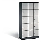 C+P Schließfachschrank Intro H1950xB920xT490 Korpus: Schwarzgrau Türen: Weißaluminium 3 Abteile 15 Fächer von C+P