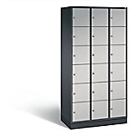 C+P Schließfachschrank Intro H1950xB920xT490 Korpus: Schwarzgrau Türen: Weißaluminium 3 Abteile 18 Fächer von C+P