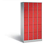 C+P Schließfachschrank Serie 8070, H1950xB900xT480mm Korpus Weißaluminium Fronten feuerrot von C+P