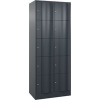 C+P Schließfachschrank mit 'rabaukensicheren' Türen, 2 x 5 Fächer, HxBxT 1.950 x 770 x 540 mm, anthrazitgrau, anthrazitgrau von C+P