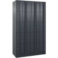 C+P Schließfachschrank mit 'rabaukensicheren' Türen, 3 x 5 Fächer, HxBxT 1.950 x 1.150 x 540 mm, anthrazitgrau, anthrazitgrau von C+P