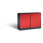 C+P Sideboard mit Schiebetüren Asisto H915xB1200xT435mm Korpus Schwarzgrau Fronten Feuerrot Anzahl Fächer: 1 von C+P