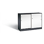 C+P Sideboard mit Schiebetüren Asisto H915xB1200xT435mm Korpus Schwarzgrau Fronten Verkehrsweiß Anzahl Fächer: 1 von C+P